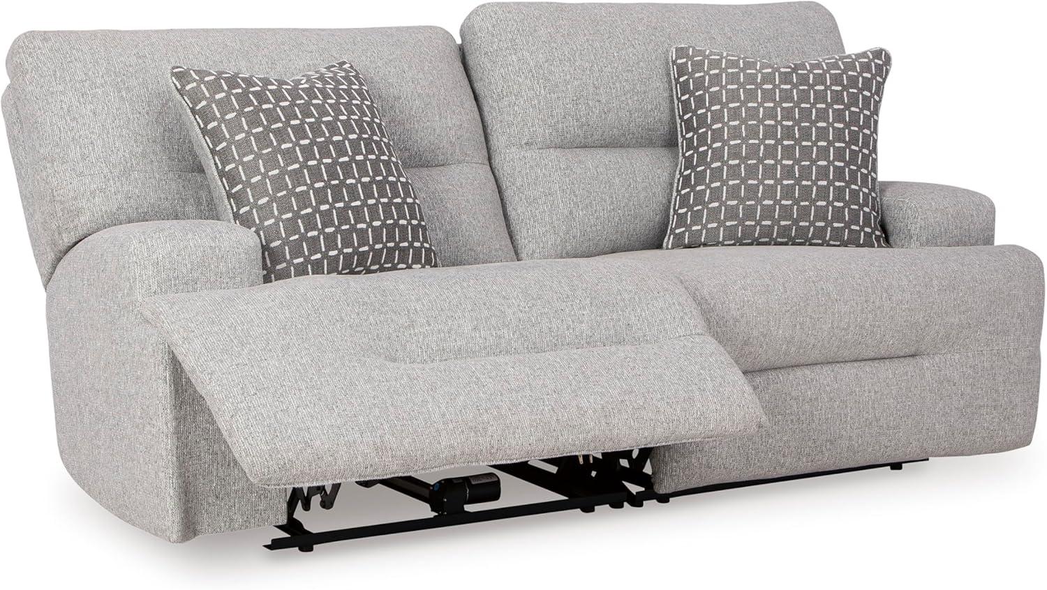 imageSignature Design by Ashley Top Tier Casual 3Piece Reclining Sectional Sofa with Chaise Console and Cup Holders Dark BrownLight Gray