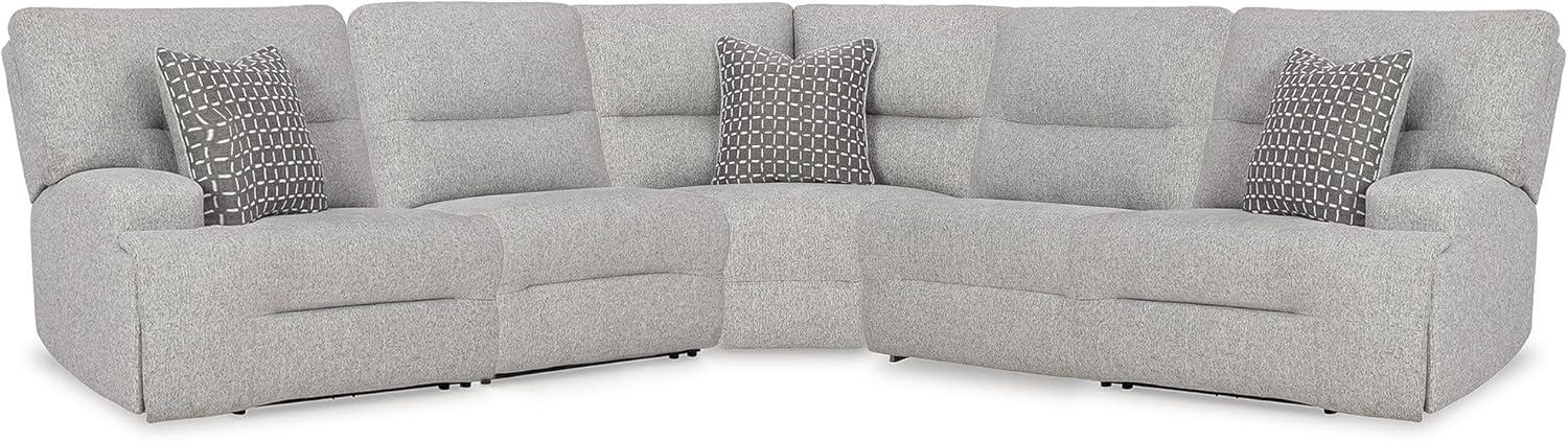 imageSignature Design by Ashley Top Tier Casual 3Piece Reclining Sectional Sofa with Chaise Console and Cup Holders Dark BrownLight Gray