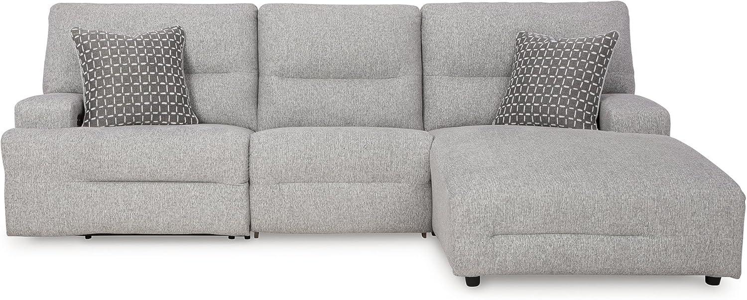 imageSignature Design by Ashley Top Tier Casual 3Piece Reclining Sectional Sofa with Chaise Console and Cup Holders Dark BrownLight Gray
