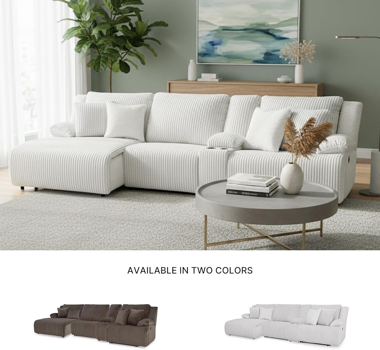 imageSignature Design by Ashley Top Tier Casual 3Piece Reclining Sectional Sofa with Chaise Console and Cup Holders Dark BrownLight Gray