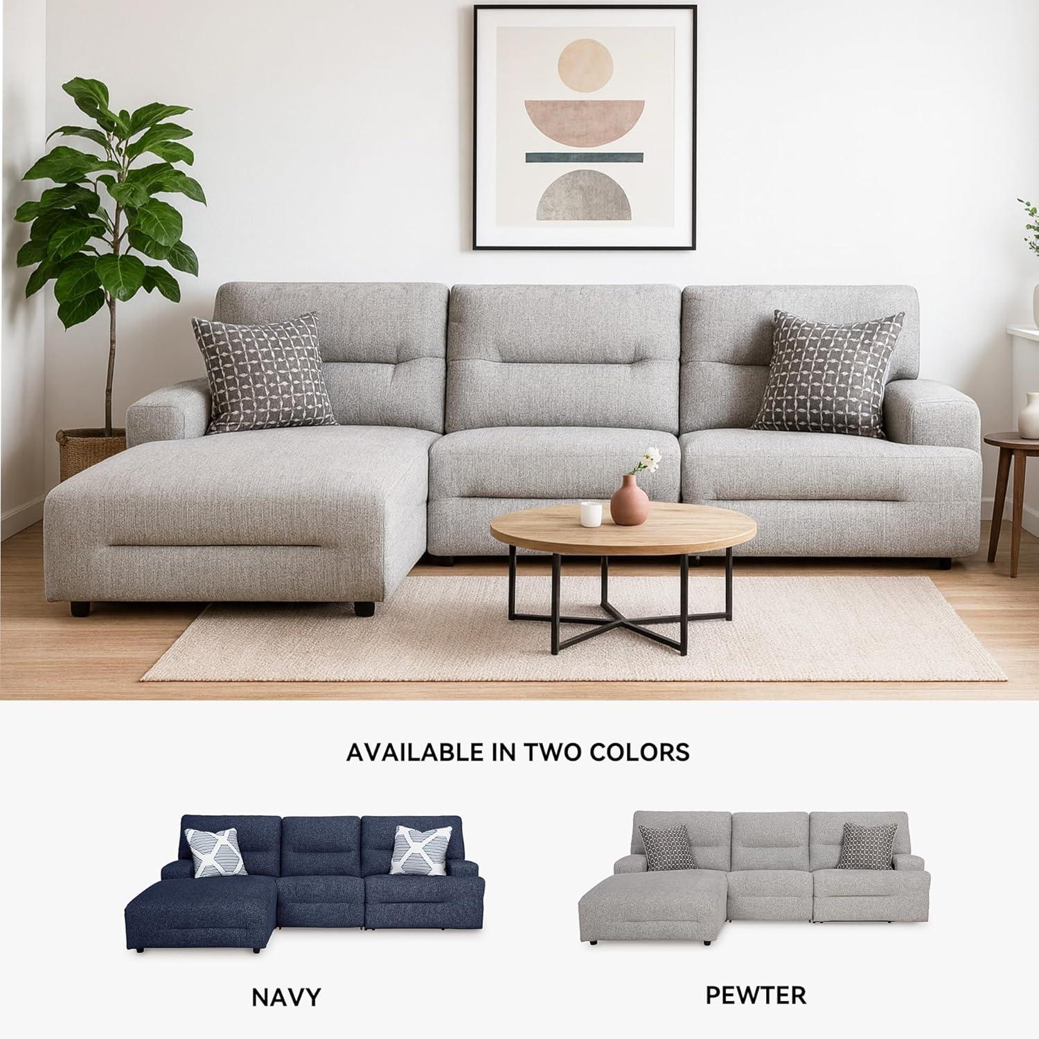 imageSignature Design by Ashley Top Tier Casual 3Piece Reclining Sectional Sofa with Chaise Console and Cup Holders Dark BrownLight Gray