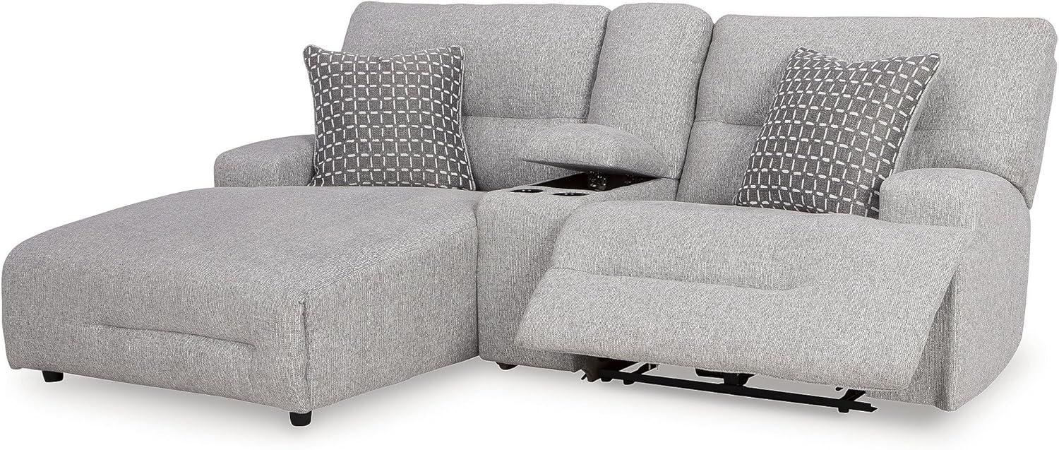 imageSignature Design by Ashley Top Tier Casual 3Piece Reclining Sectional Sofa with Chaise Console and Cup Holders Dark BrownLight Gray