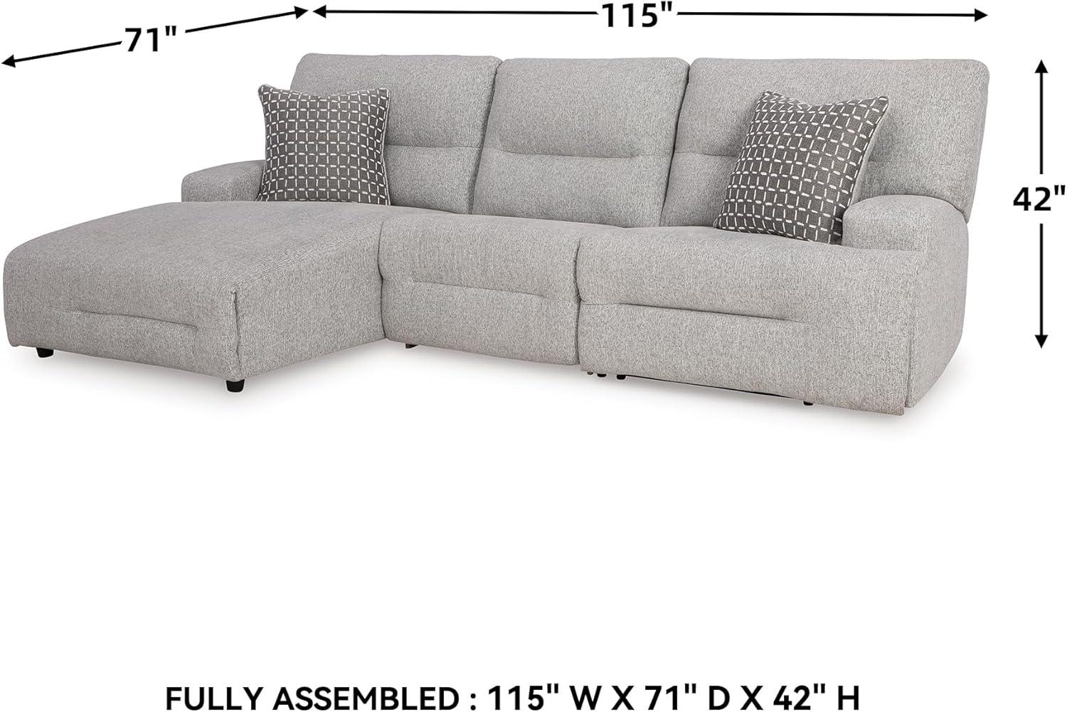 imageSignature Design by Ashley Top Tier Casual 3Piece Reclining Sectional Sofa with Chaise Console and Cup Holders Dark BrownLight Gray