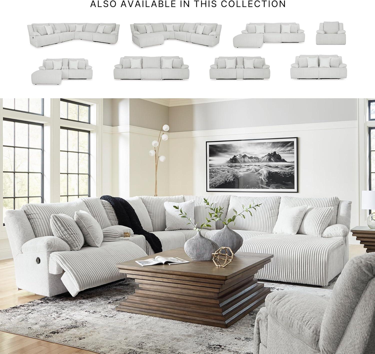 imageSignature Design by Ashley Top Tier Casual 3Piece Reclining Sectional Sofa with Chaise Console and Cup Holders Dark BrownLight Gray