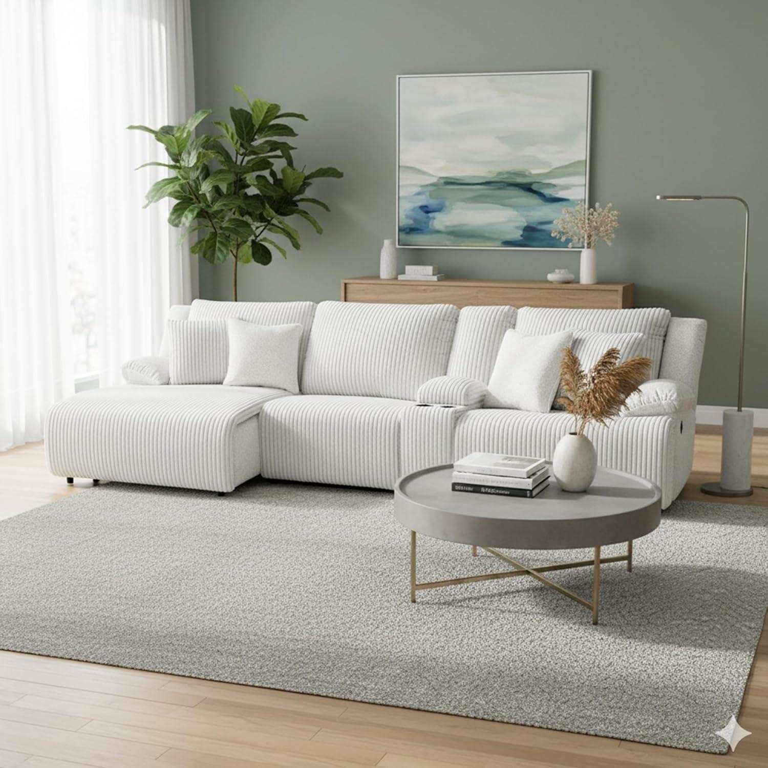imageSignature Design by Ashley Top Tier Casual 3Piece Reclining Sectional Sofa with Chaise Console and Cup Holders Dark BrownLight Gray