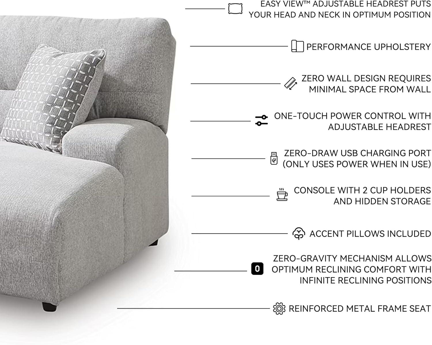 imageSignature Design by Ashley Top Tier Casual 3Piece Reclining Sectional Sofa with Chaise Console and Cup Holders Dark BrownLight Gray
