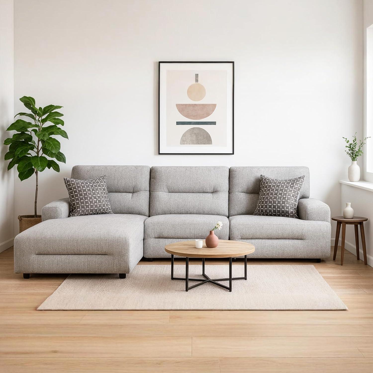 imageSignature Design by Ashley Top Tier Casual 3Piece Reclining Sectional Sofa with Chaise Console and Cup Holders Dark BrownLight Gray