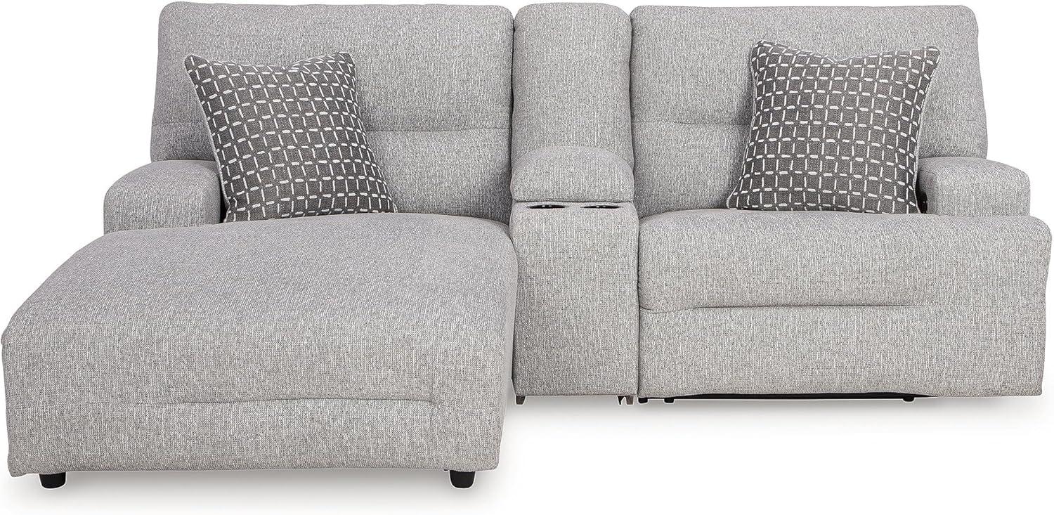 imageSignature Design by Ashley Top Tier Casual 3Piece Reclining Sectional Sofa with Chaise Console and Cup Holders Dark BrownLight Gray