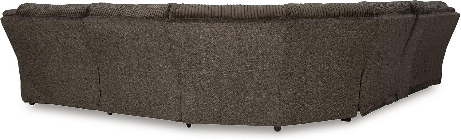 imageSignature Design by Ashley Top Tier Casual 3Piece Reclining Sectional Sofa with Chaise Console and Cup Holders Dark BrownWhite