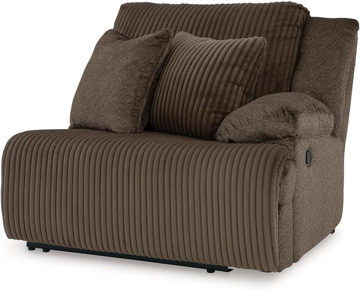 imageSignature Design by Ashley Top Tier Casual 3Piece Reclining Sectional Sofa with Chaise Console and Cup Holders Dark BrownWhite