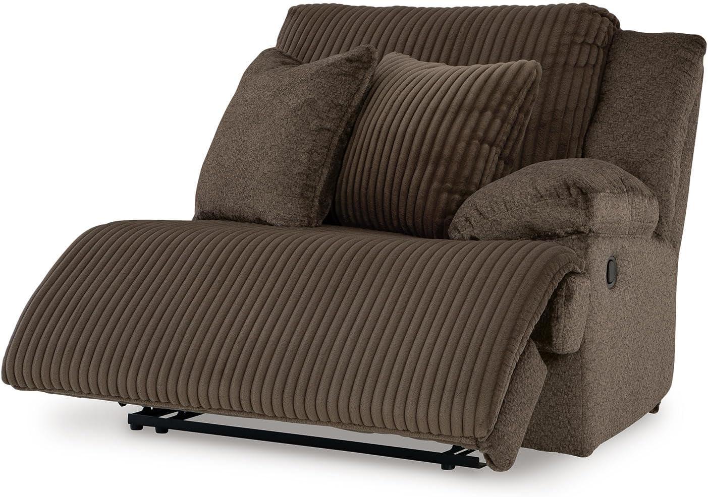 imageSignature Design by Ashley Top Tier Casual 3Piece Reclining Sectional Sofa with Chaise Console and Cup Holders Dark BrownWhite