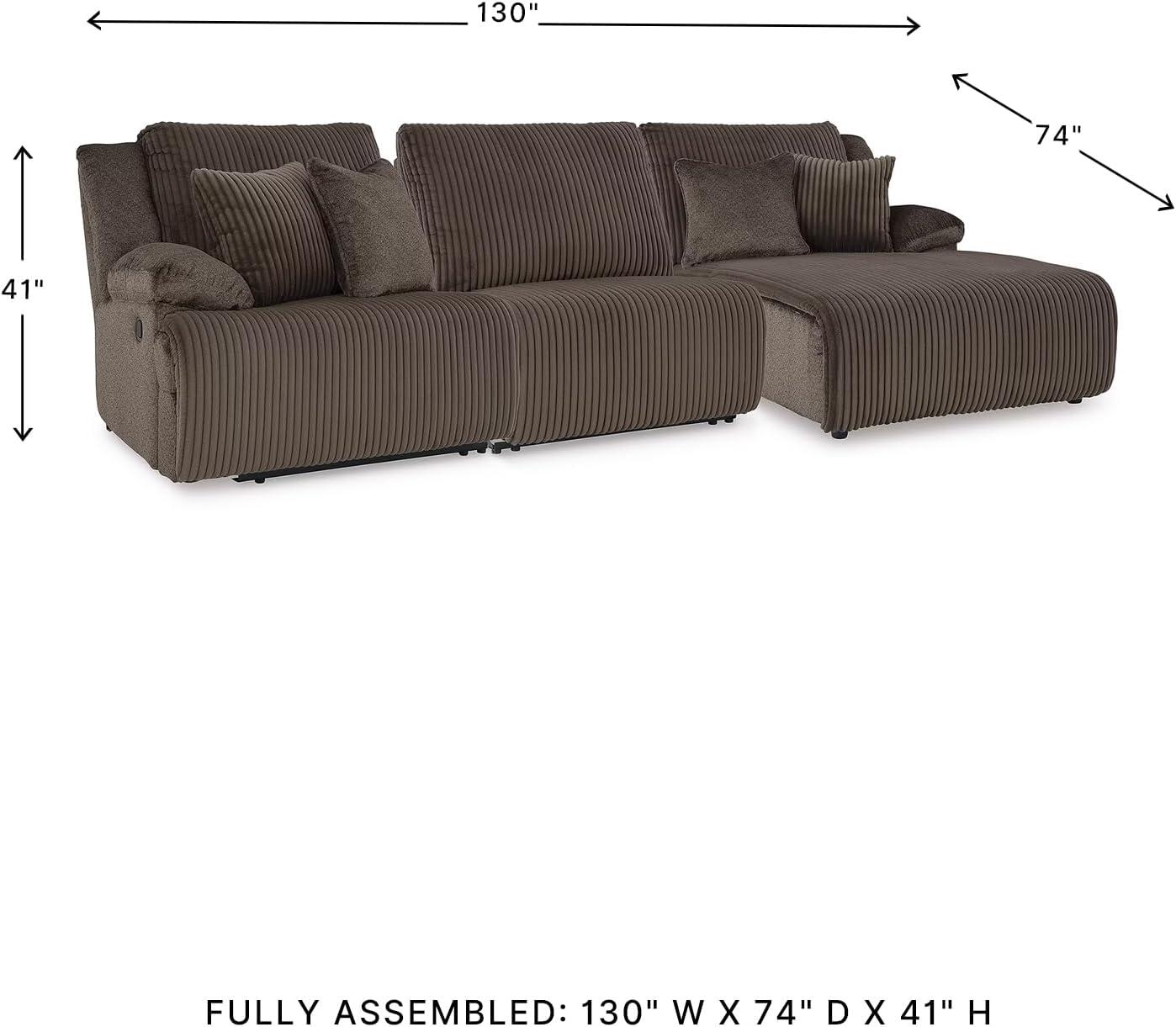 imageSignature Design by Ashley Top Tier Casual 3Piece Reclining Sectional Sofa with Chaise Console and Cup Holders Dark BrownWhite