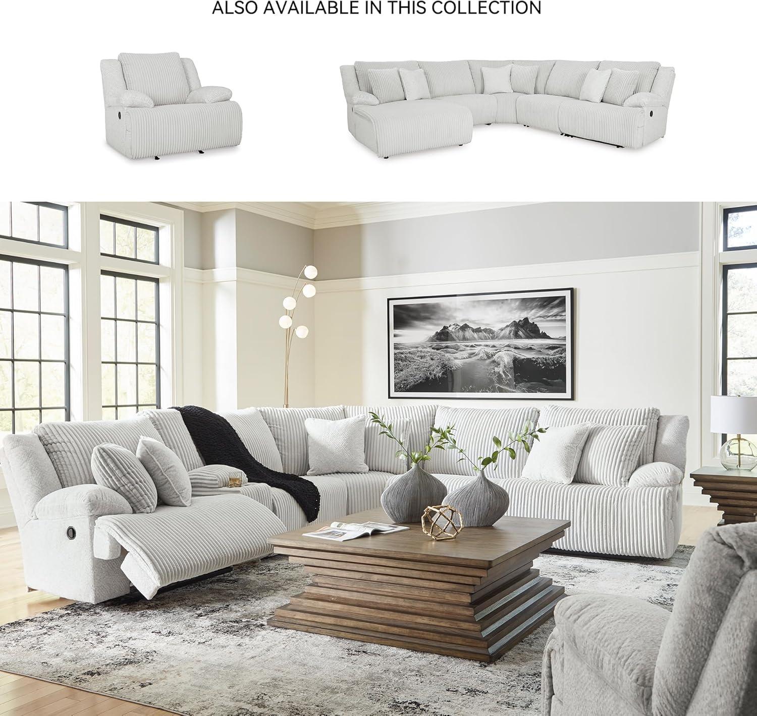imageSignature Design by Ashley Top Tier Casual 3Piece Reclining Sectional Sofa with Chaise Console and Cup Holders Dark BrownWhite