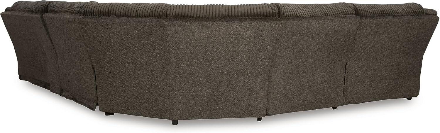 imageSignature Design by Ashley Top Tier Casual 3Piece Reclining Sectional Sofa with Chaise Console and Cup Holders Dark BrownWhite