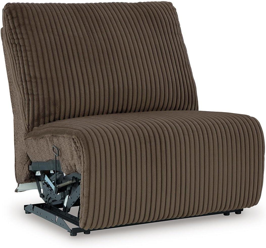 imageSignature Design by Ashley Top Tier Casual 3Piece Reclining Sectional Sofa with Chaise Console and Cup Holders Dark BrownWhite