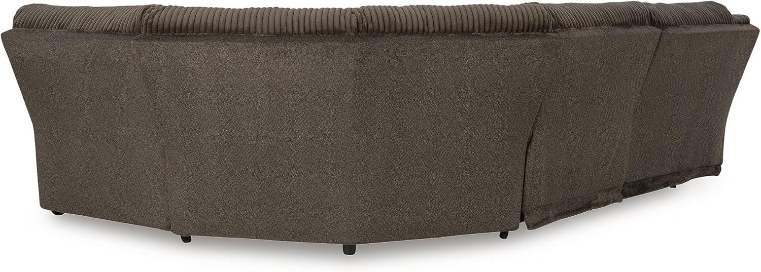 imageSignature Design by Ashley Top Tier Casual 3Piece Reclining Sectional Sofa with Chaise Console and Cup Holders Dark BrownWhite
