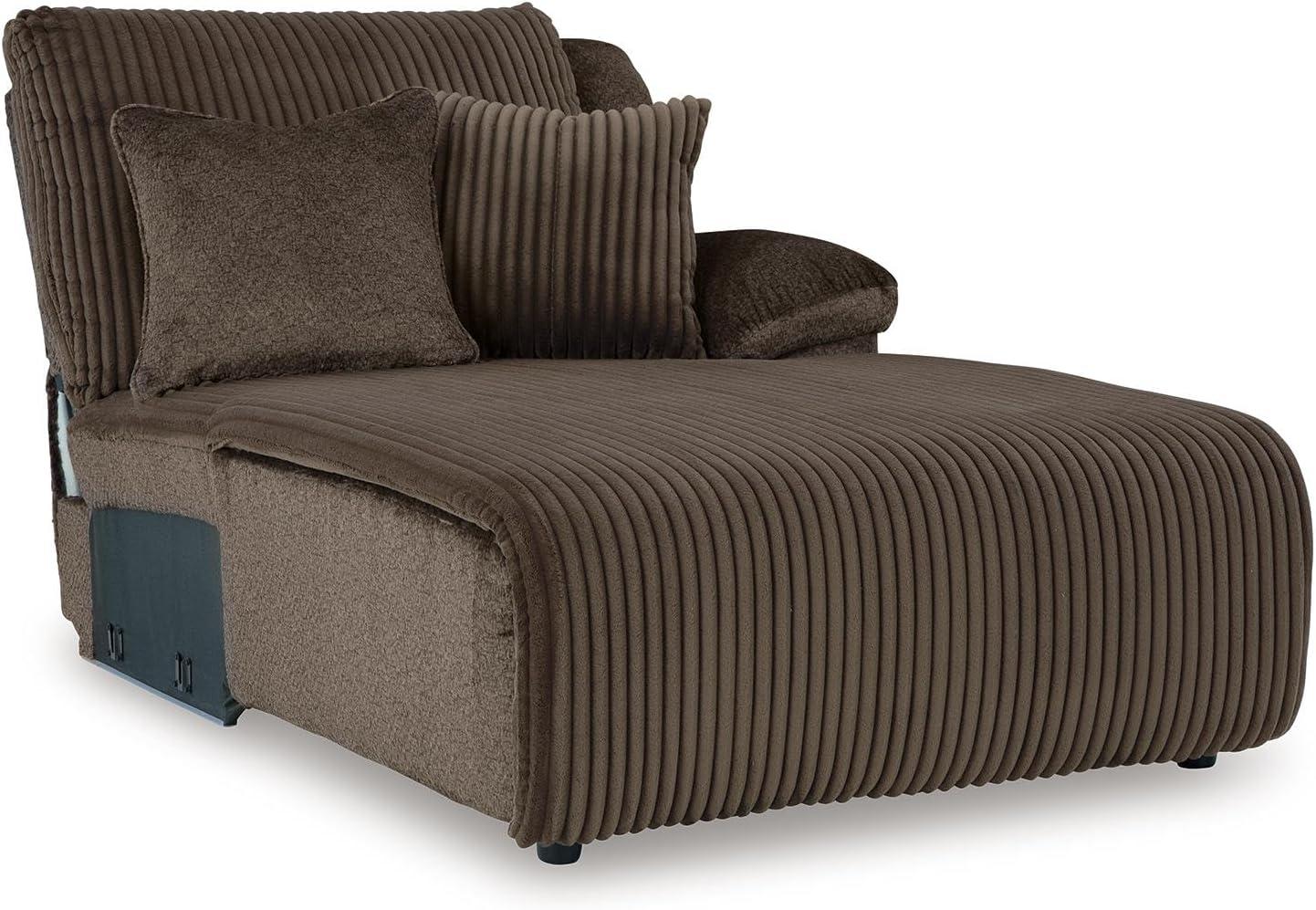 imageSignature Design by Ashley Top Tier Casual 3Piece Reclining Sectional Sofa with Chaise Console and Cup Holders Dark BrownWhite