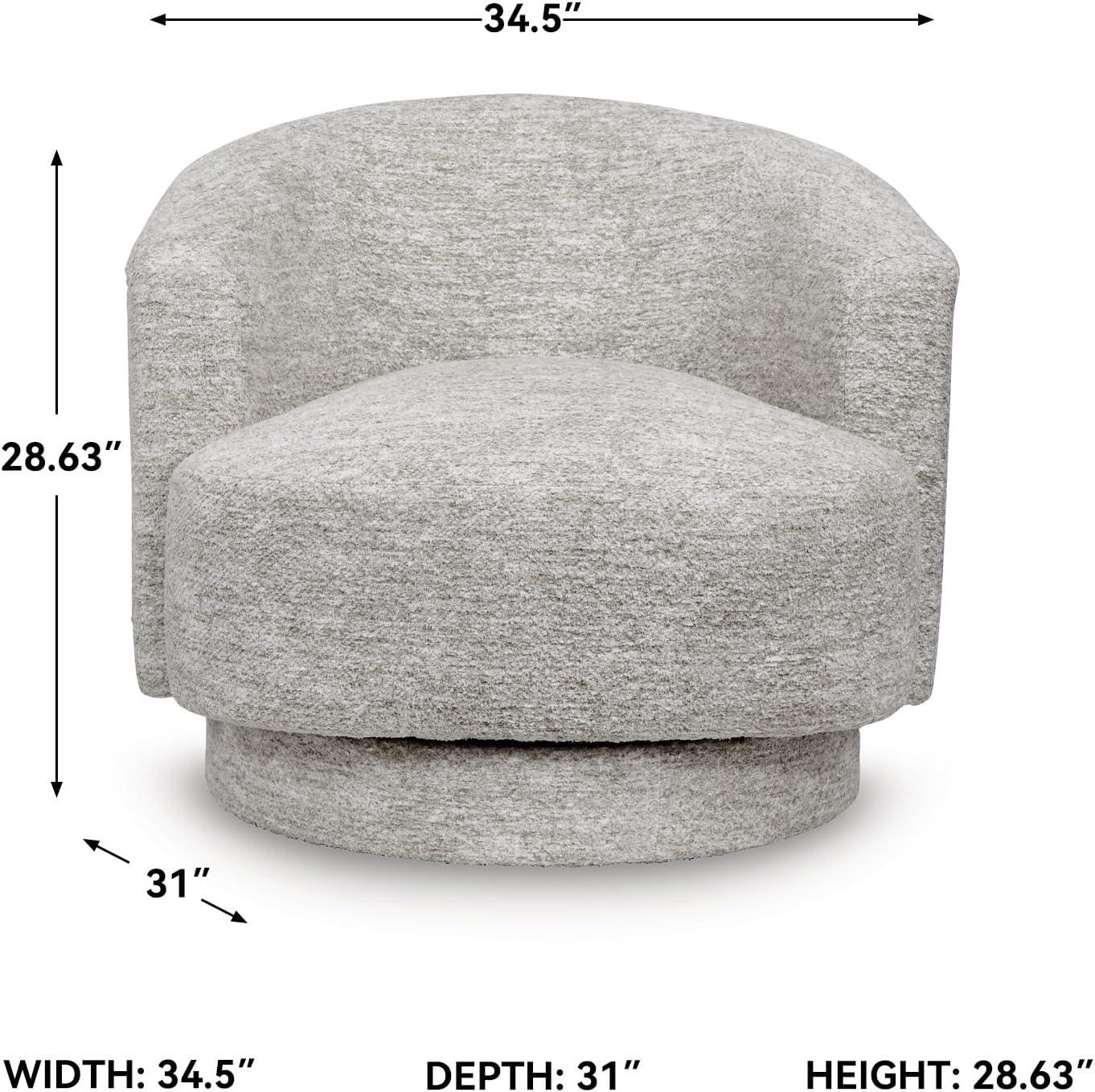 imageSignature Design by Ashley Wardsor Contemporary UltraSoft Swivel Chair with Low Back and Recessed Arms for Living Room Light Gray