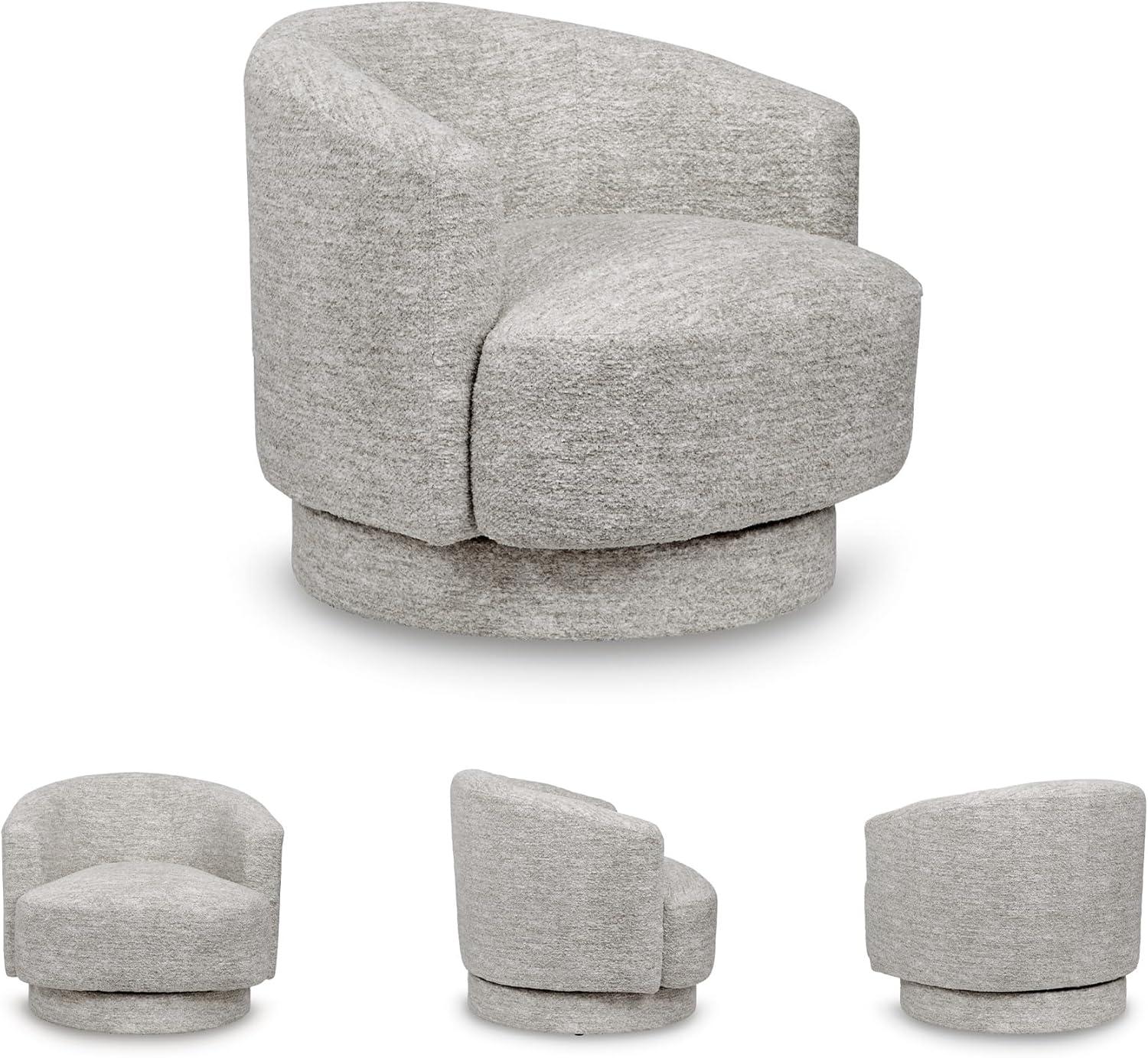 imageSignature Design by Ashley Wardsor Contemporary UltraSoft Swivel Chair with Low Back and Recessed Arms for Living Room Light Gray