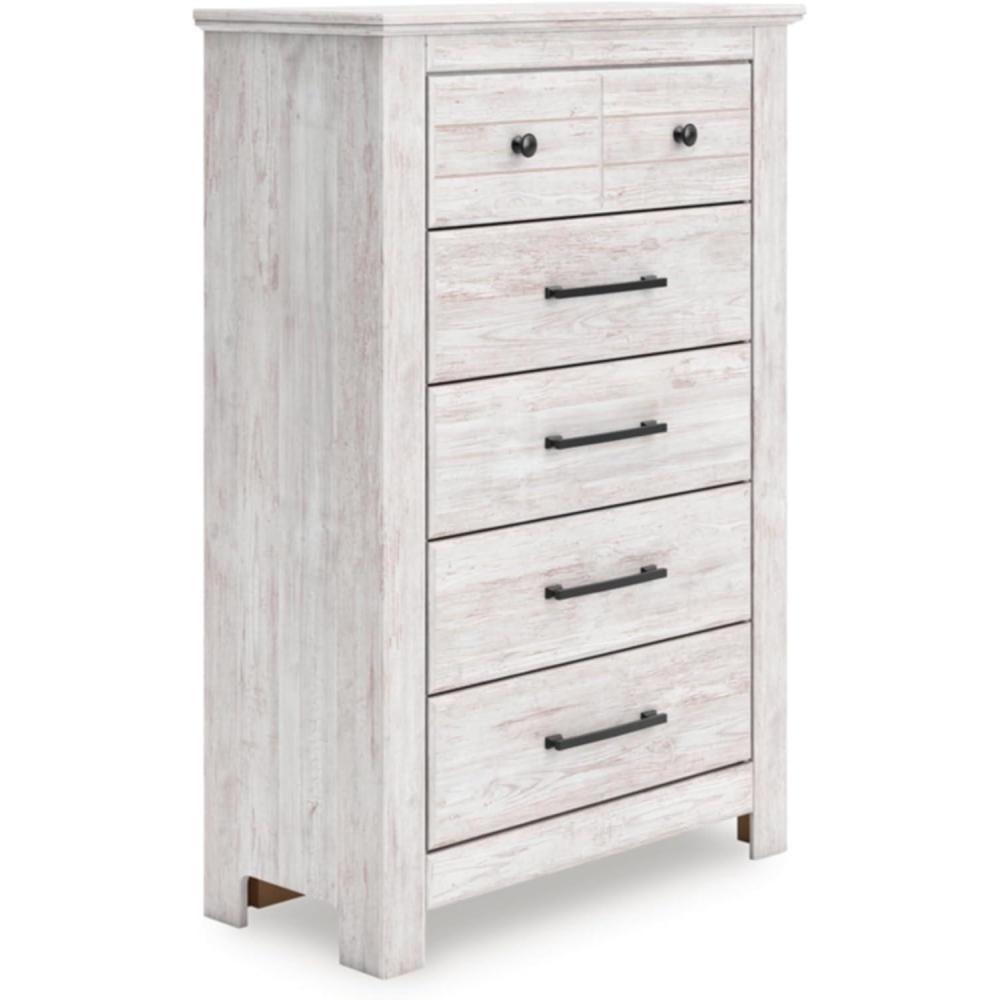 imageSignature Design by Ashley Allihauser Farmhouse 5Drawer Chest with Safety Stop WhitewashChest of Drawers