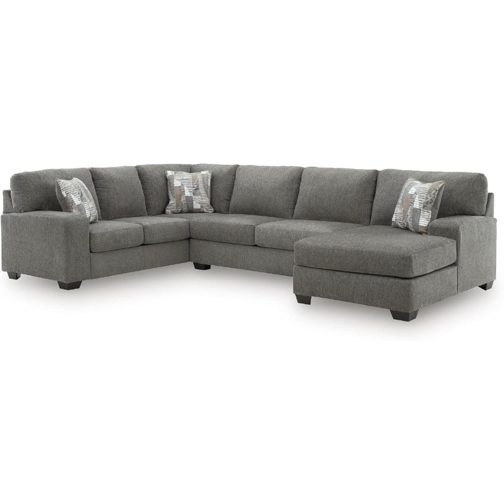 imageSignature Design by Ashley Casual Seyler Lane UShape RightArm Facing 3Piece Sleeper Sectional with Chaise and Removable Cushion Gray3 Piece Sleeper Sectional with Chaise