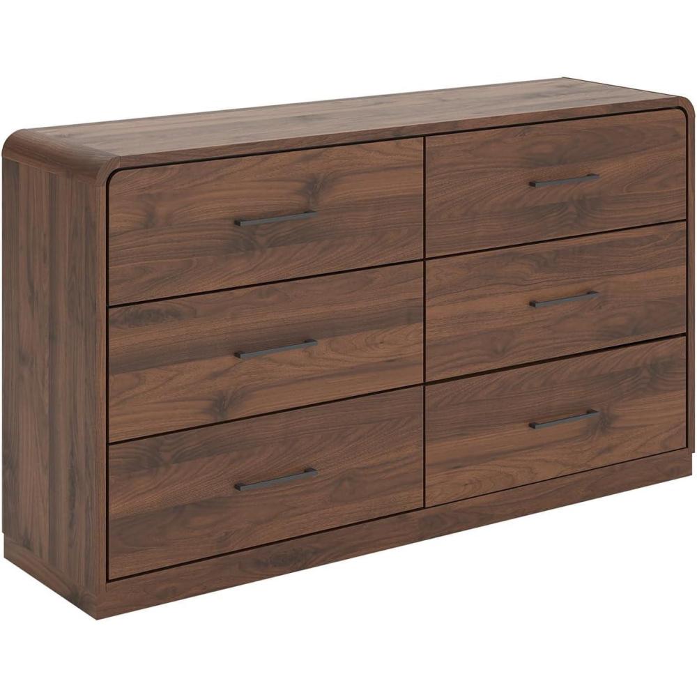 imageSignature Design by Ashley Chadworth Contemporary 6Drawer Dresser with Walnut Finish Dark Brown