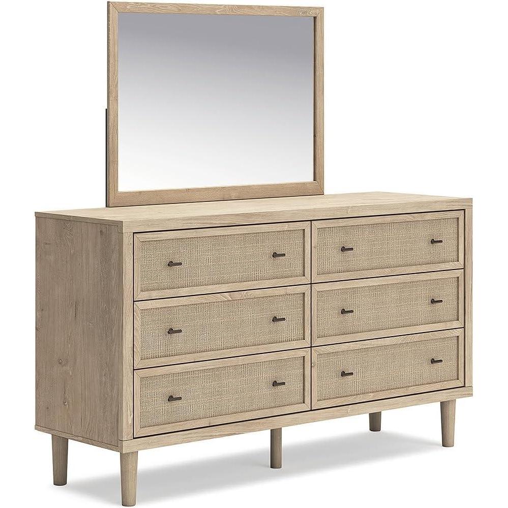 imageSignature Design by Ashley Darcalli Retro 6 Drawer Dresser with Easy Glide and Safety Stop BrownLight Brown