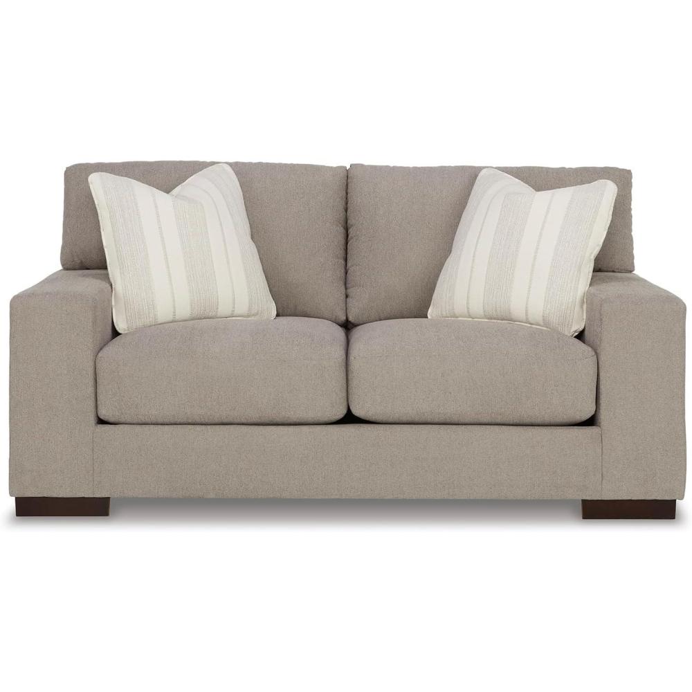 imageSignature Design by Ashley Maggie Contemporary Loveseat for Living Room Light BrownLight Brown