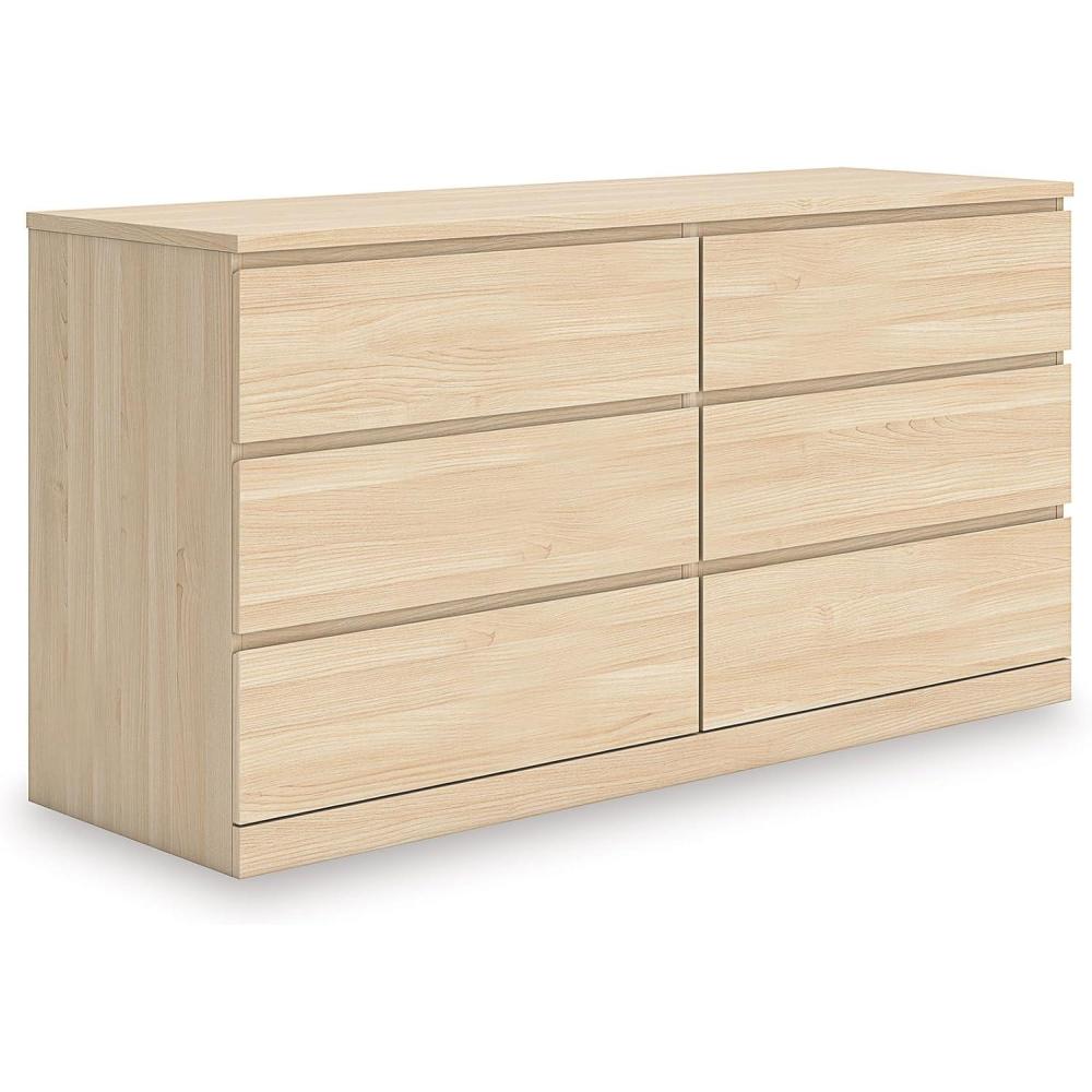 imageSignature Design by Ashley Onita Contemporary 6Drawer Dresser with Ash Finish Light BrownLight Brown