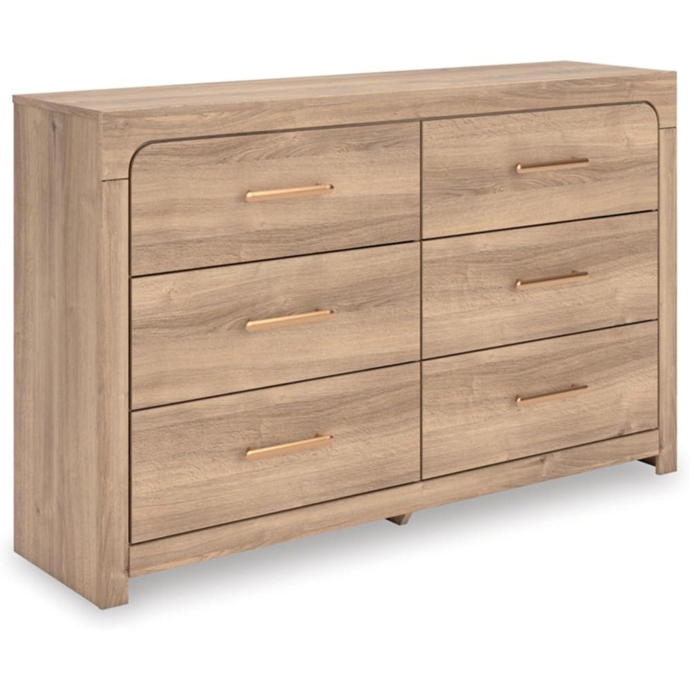 imageSignature Design by Ashley Prandefort Modern 5Drawer Chest with Safety Stop Light BrownDresser