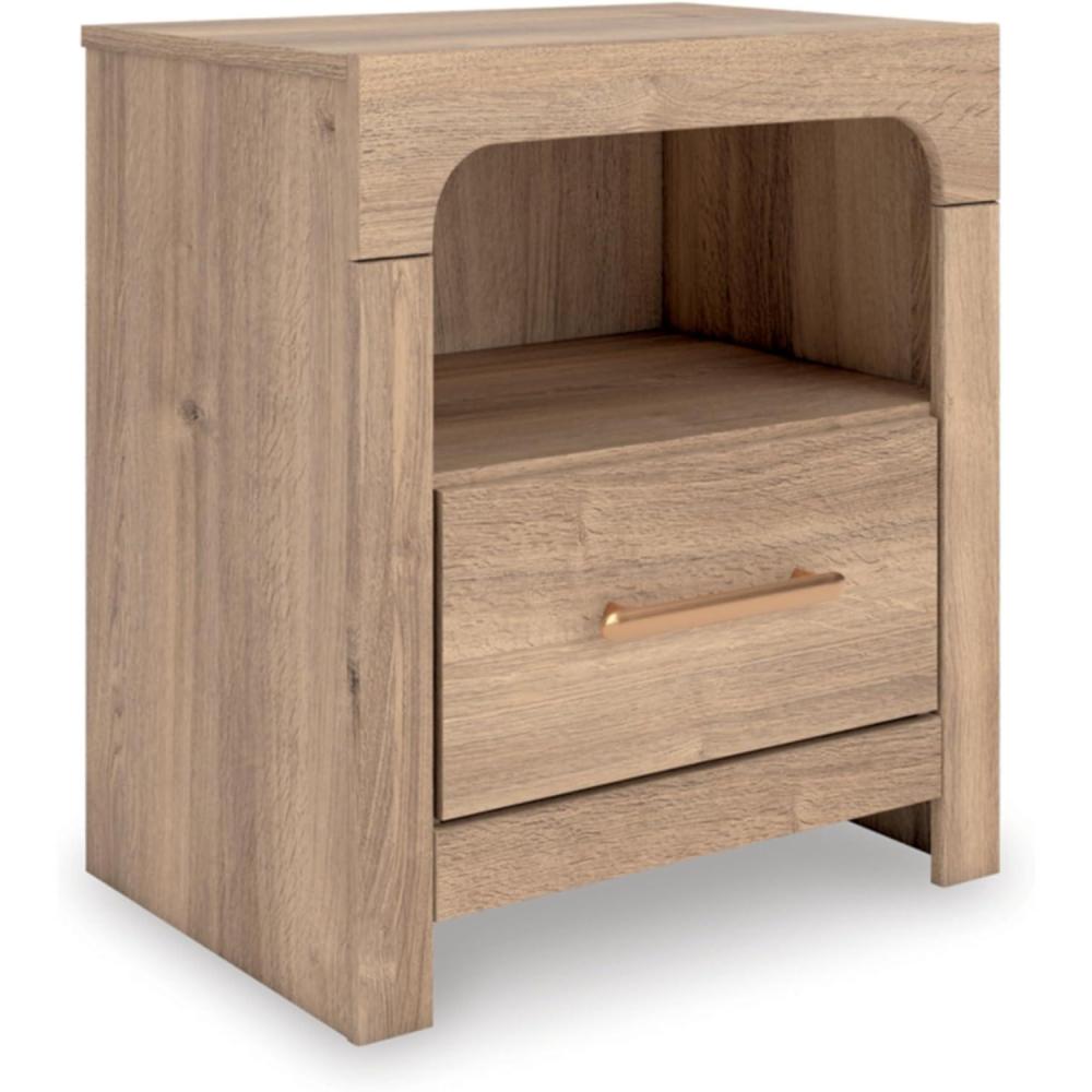 imageSignature Design by Ashley Prandefort Modern 5Drawer Chest with Safety Stop Light BrownNightstand
