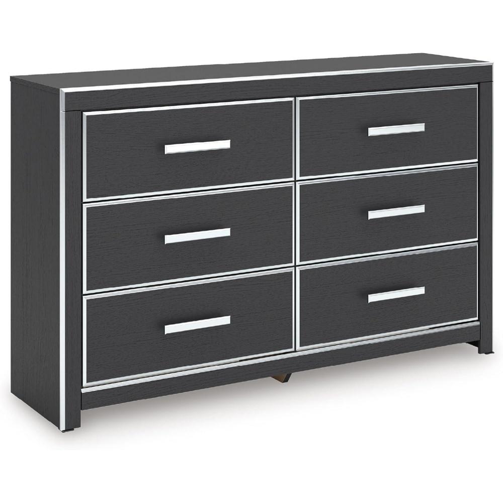 imageSignature Design by Ashley Ravalori Contemporary 6Drawer Dresser with Wood Finish WhiteBlack