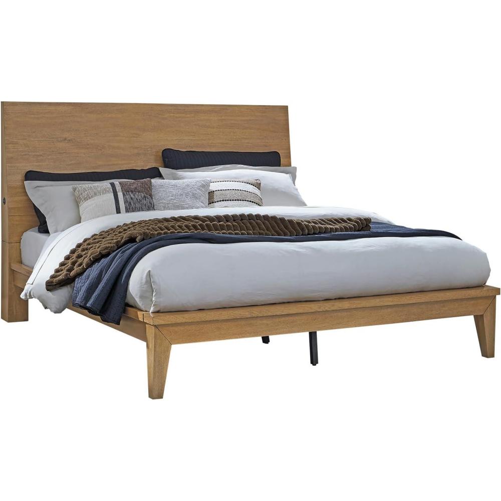 imageSignature Design by Ashley Sherbana Casual 6Drawer Dresser with Safety Stop and FeltLined Top Drawers Light BrownKing Panel Bed