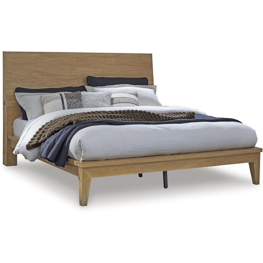 imageSignature Design by Ashley Sherbana Casual 6Drawer Dresser with Safety Stop and FeltLined Top Drawers Light BrownQueen Panel Bed