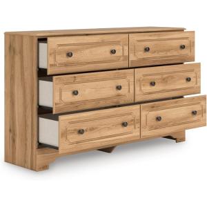 Signature Design by Ashley Bestmere Traditional 6-Drawer Dresser with Oak Finish, Light Brown