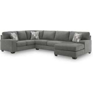 Signature Design by Ashley Casual Seyler Lane U-Shape Right-Arm Facing 3-Piece Sleeper Sectional with Chaise and Removable Cushion, Gray(3 Piece Sectional with Chaise)