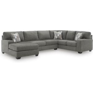 Signature Design by Ashley Casual Seyler Lane U-Shape Right-Arm Facing 3-Piece Sleeper Sectional with Chaise and Removable Cushion, Gray(3-Piece Sleeper Sectional with Chaise)