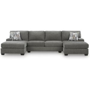 Signature Design by Ashley Casual Seyler Lane U-Shape Right-Arm Facing 3-Piece Sleeper Sectional with Chaise and Removable Cushion, Gray(3-Piece Sleeper Sectional with Double Chaise)