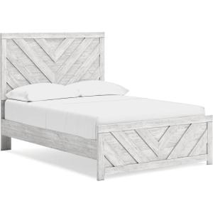 Signature Design by Ashley Cayboni Modern 6-Drawer Dresser and Mirror with Safety Stop, Whitewash(Full Panel Bed)