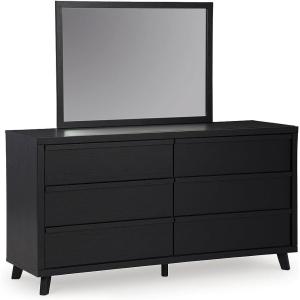 Signature Design by Ashley Darcalli Retro 6 Drawer Dresser with Easy Glide and Safety Stop, Brown(Black)