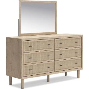 Signature Design by Ashley Darcalli Retro 6 Drawer Dresser with Easy Glide and Safety Stop, Brown(Light Brown)