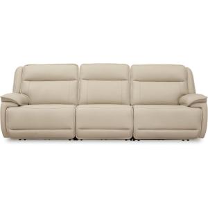 Signature Design by Ashley Double Deal Modern Leather Match 3-Piece Power Reclining Sofa Sectional with Adjustable Headrest, USB Ports, Storage and Cup Holders, Beige(3-Piece Power Reclining Sofa Sectional)
