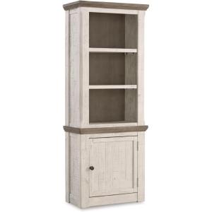 Signature Design by Ashley Havalance Vintage 4-Piece Entertainment Center for TVs up to 77″, White & Gray(Right Cabinet)