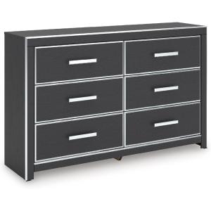 Signature Design by Ashley Ravalori Contemporary 6-Drawer Dresser with Wood Finish, White(Black)
