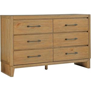 Signature Design by Ashley Sherbana Casual 6-Drawer Dresser with Safety Stop and Felt-Lined Top Drawers, Light Brown(Dresser)