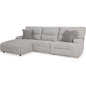 Signature Design by Ashley Top Tier Casual 3-Piece Reclining Sectional Sofa with Chaise, Console and Cup Holders, Dark Brown(Light Gray)