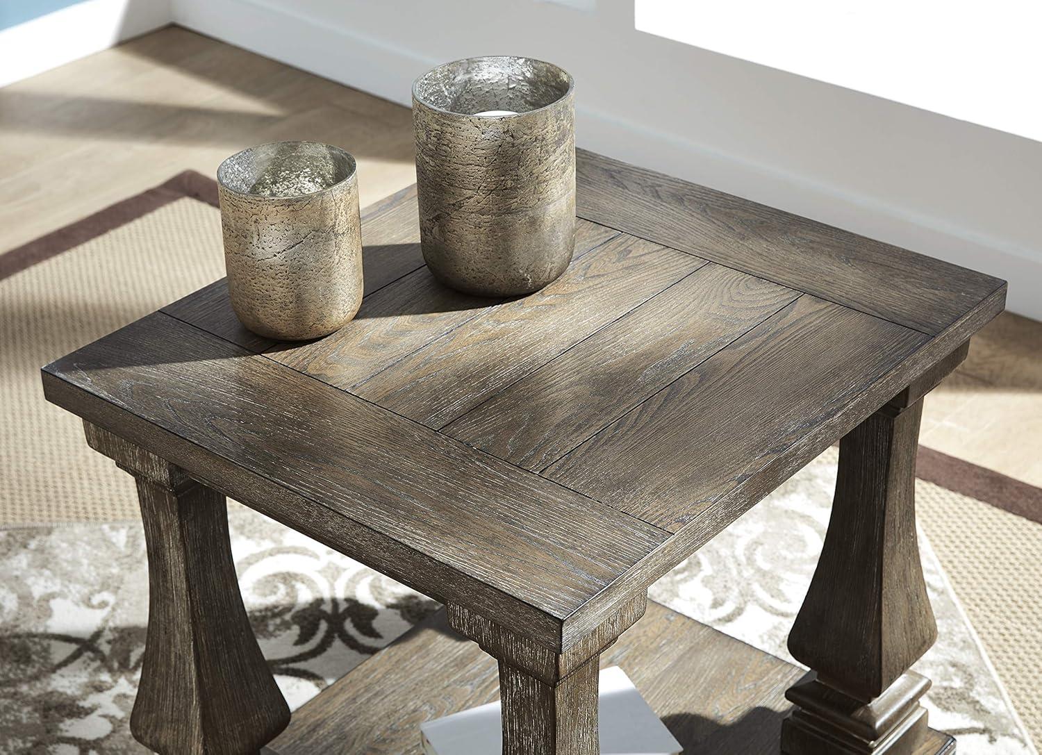 imageSignature Design by Ashley Arlendyne Traditional Oversized End Table with Open Lower Shelf Antique WhiteBrown