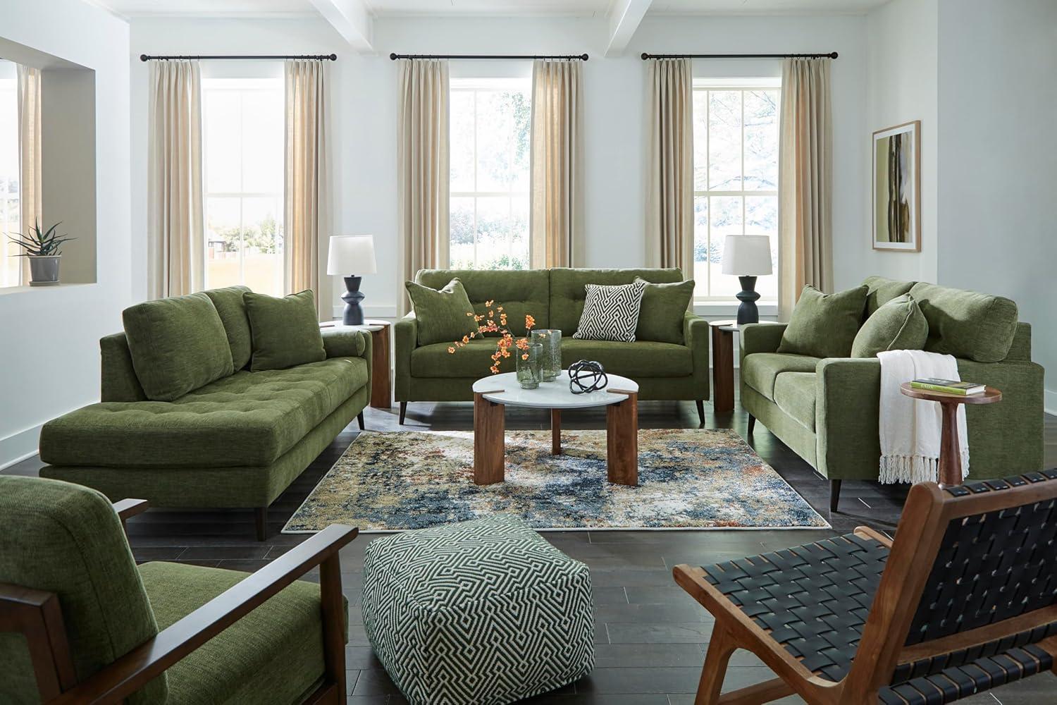 imageSignature Design by Ashley Bixler Classic Accent Chair with Removable Cushions and Tapered Legs BlueGreen