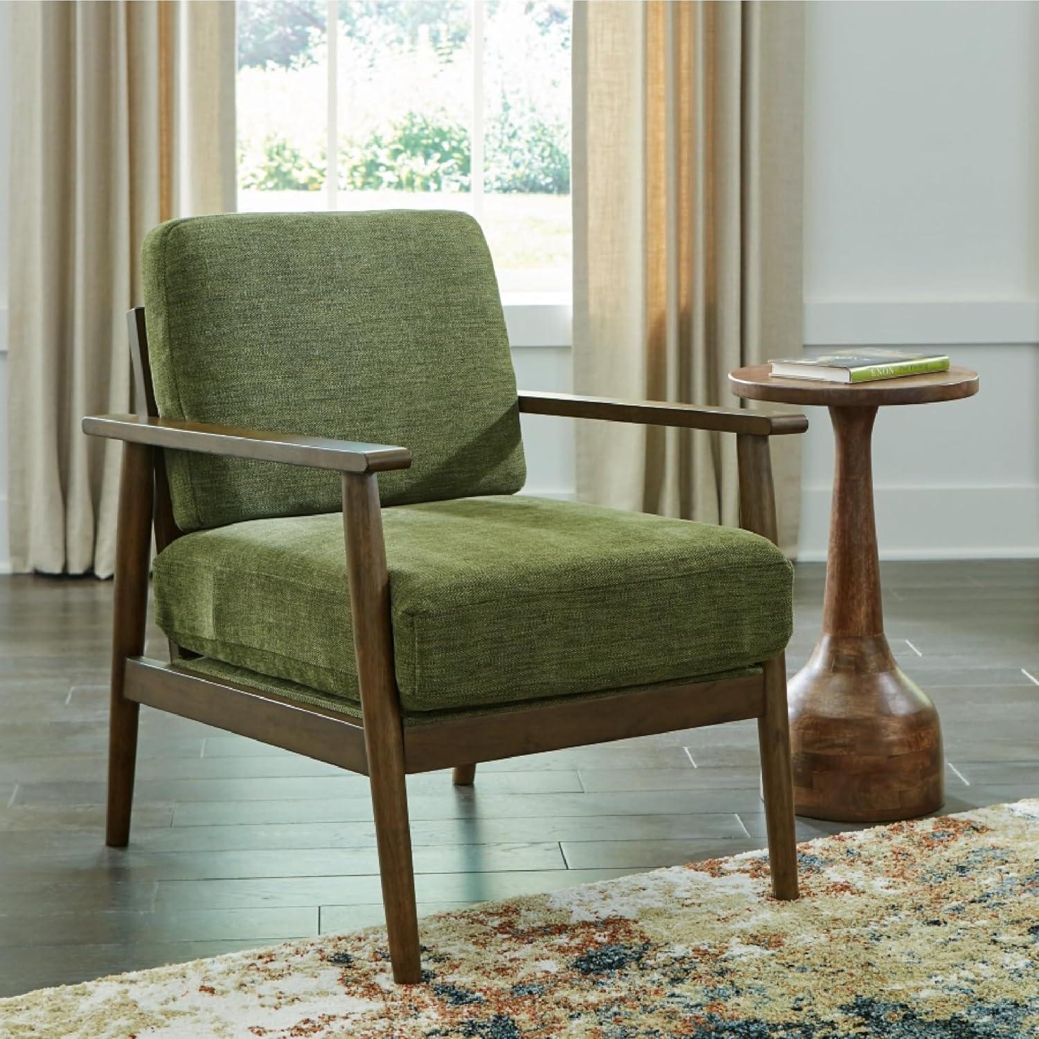 imageSignature Design by Ashley Bixler Classic Accent Chair with Removable Cushions and Tapered Legs BlueGreen