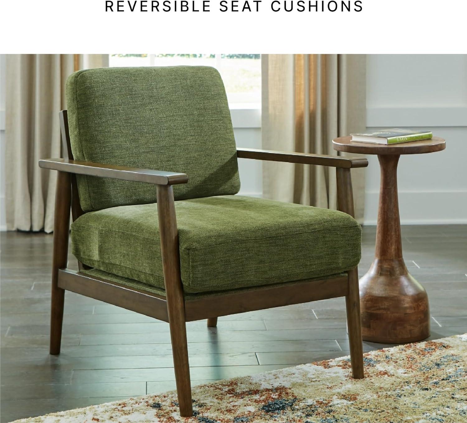 imageSignature Design by Ashley Bixler Classic Accent Chair with Removable Cushions and Tapered Legs BlueGreen